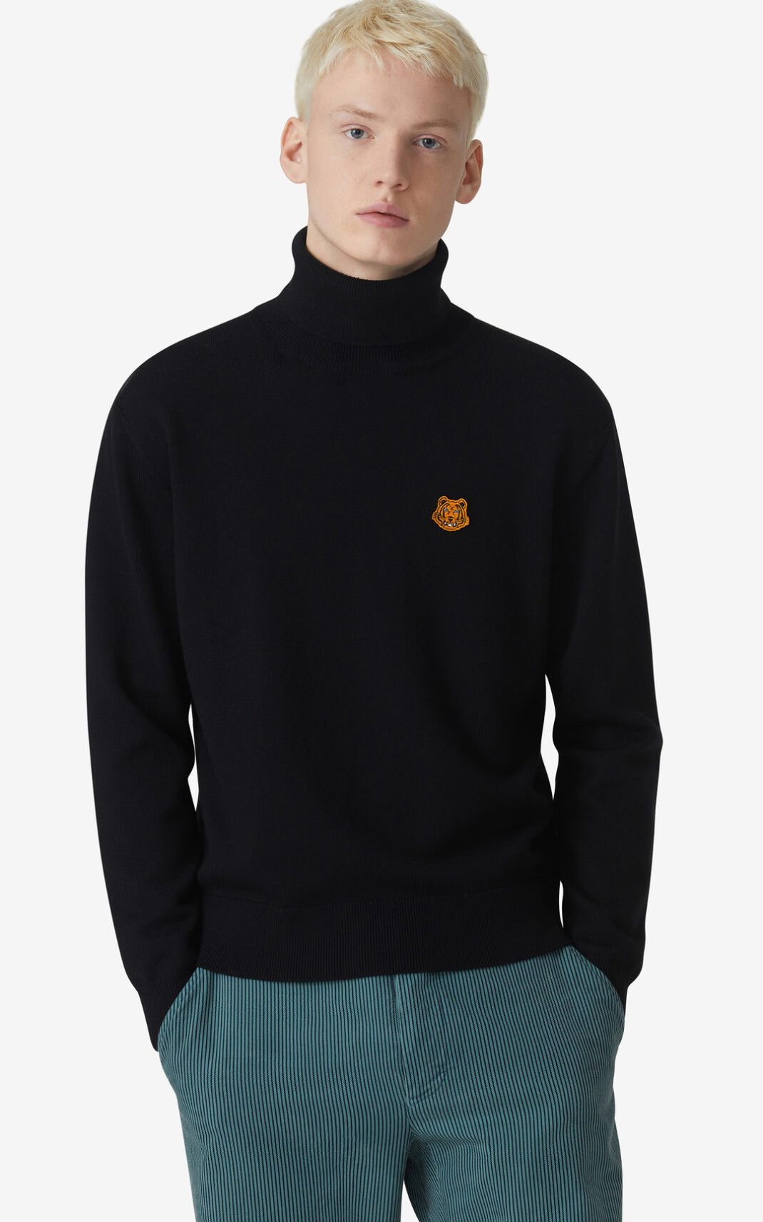 Kenzo Tiger Crest roll neck Kazak Erkek Siyah | 8640-HBLOQ